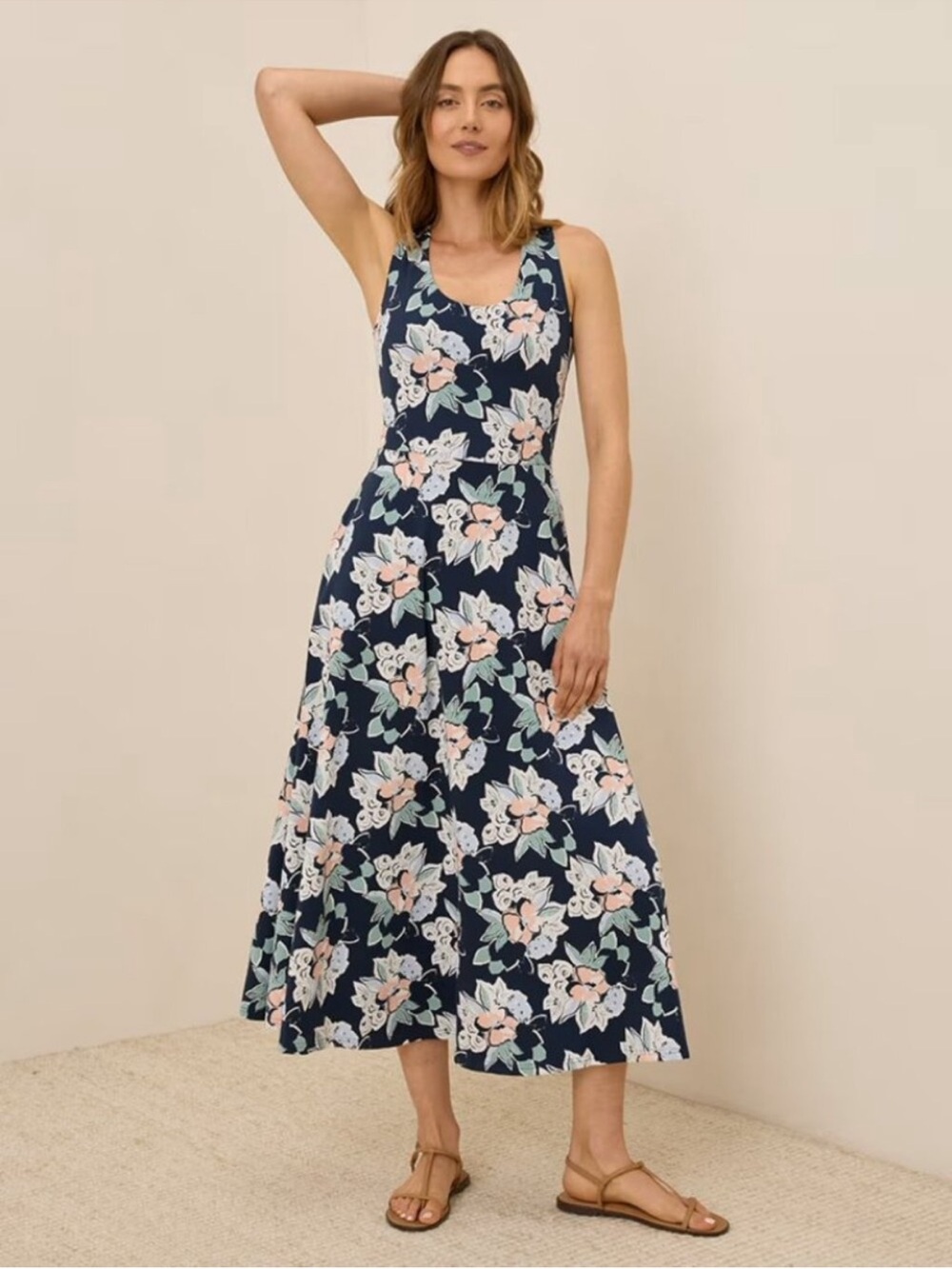 NWOT Pact Fit & Flare Open Back Maxi Dress